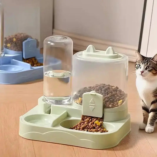 Gravity-Fed Automatic Feeder Dog Cat Food Bowl with Water Dispenser Large Capacity Pet Food Storage Dispenser Pet Supplies