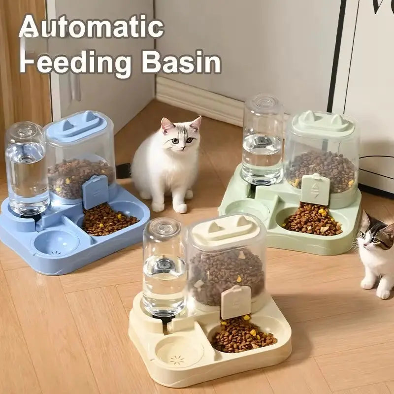 Gravity-Fed Automatic Feeder Dog Cat Food Bowl with Water Dispenser Large Capacity Pet Food Storage Dispenser Pet Supplies