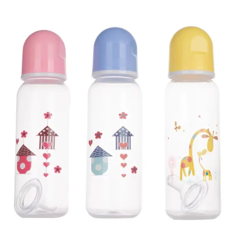Upgraded 250Ml Plastics Baby Bottle Cartoon Pattern Baby Feeding Bottle Suitable for Infant Newborn 7-Inch Height
