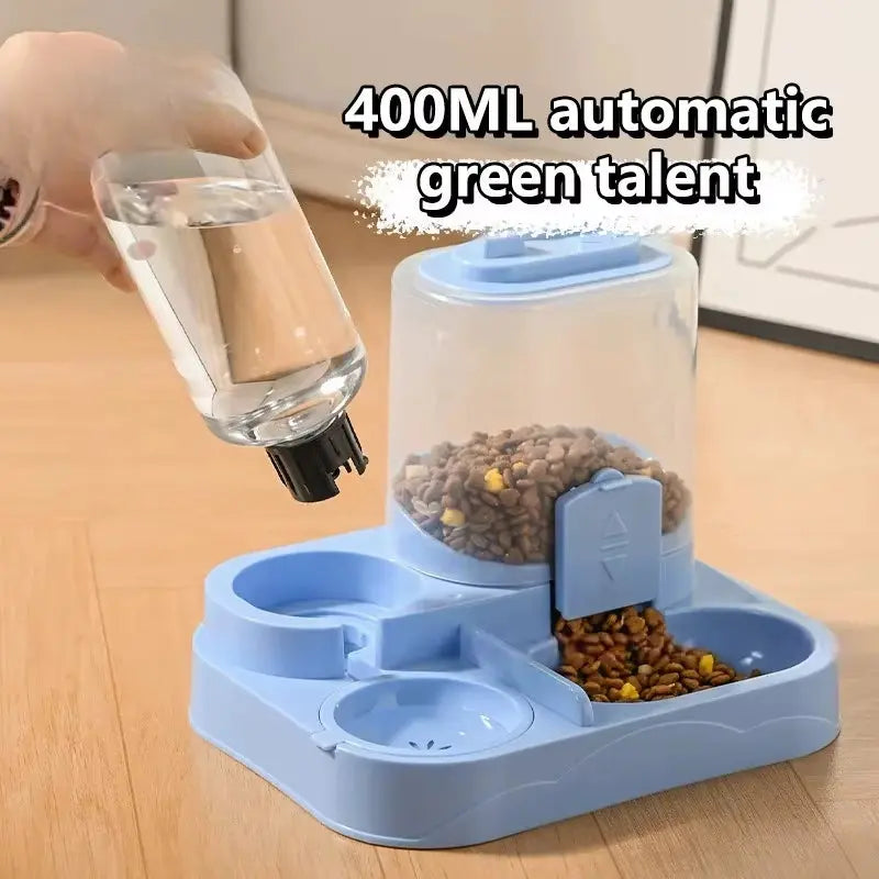 Gravity-Fed Automatic Feeder Dog Cat Food Bowl with Water Dispenser Large Capacity Pet Food Storage Dispenser Pet Supplies