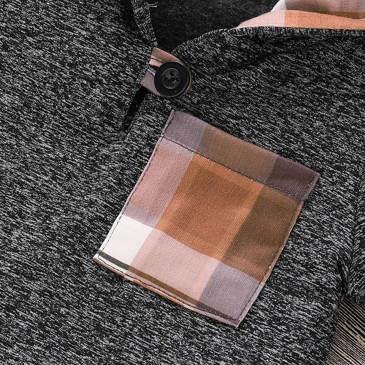 Toddler Baby Boys Clothes Infant Christmas Plaid Long Sleeve Hoodie Sweatshirt Pants Set Fall Winter Xmas Outfits