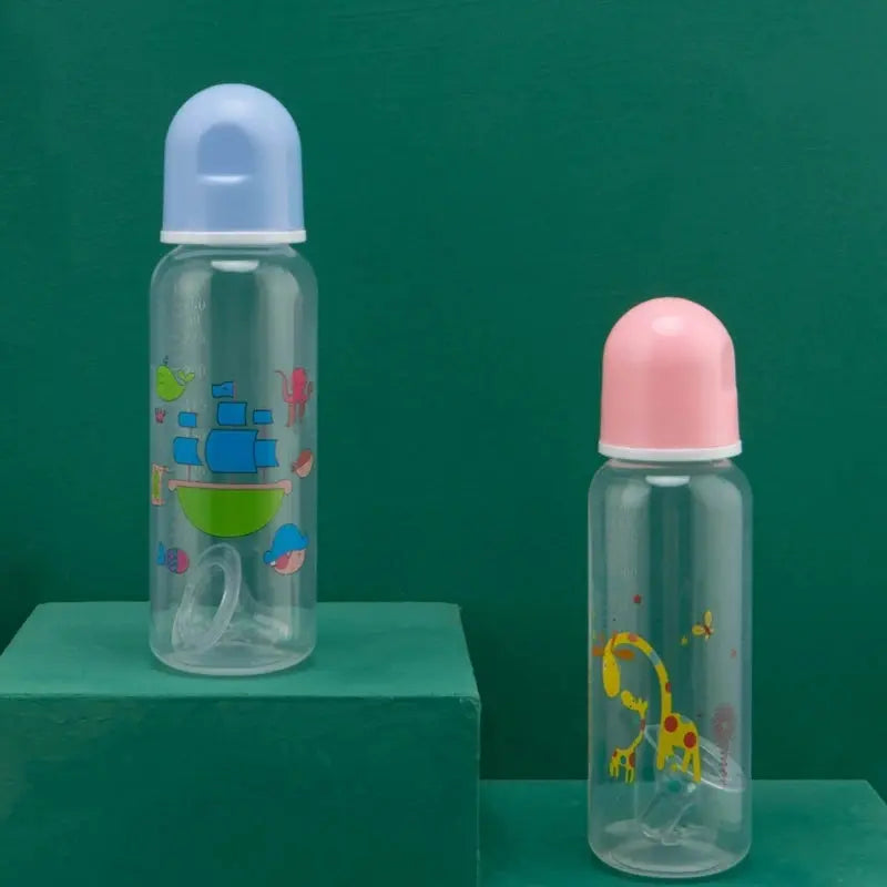 Upgraded 250Ml Plastics Baby Bottle Cartoon Pattern Baby Feeding Bottle Suitable for Infant Newborn 7-Inch Height