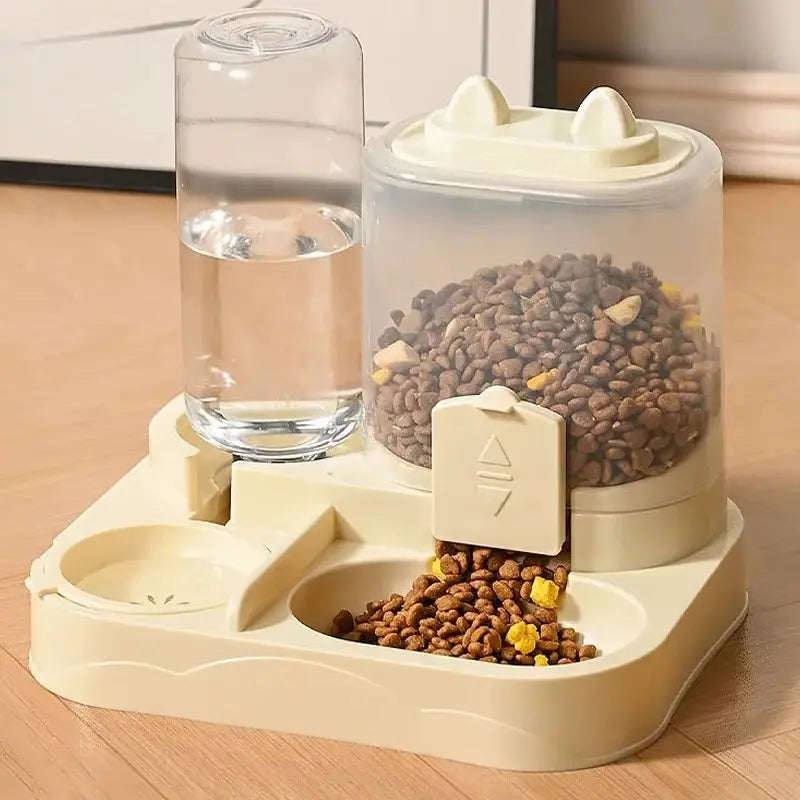 Gravity-Fed Automatic Feeder Dog Cat Food Bowl with Water Dispenser Large Capacity Pet Food Storage Dispenser Pet Supplies