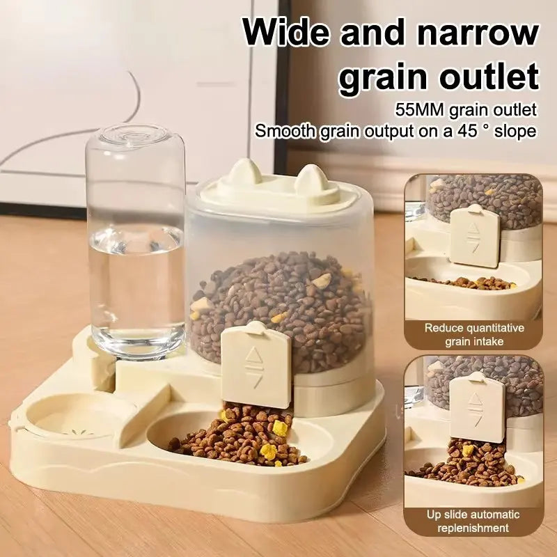 Gravity-Fed Automatic Feeder Dog Cat Food Bowl with Water Dispenser Large Capacity Pet Food Storage Dispenser Pet Supplies